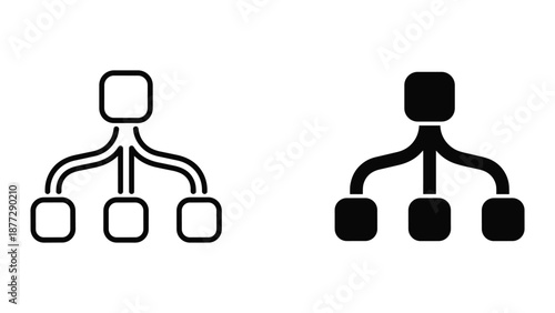 Simple network diagram icons in black and white