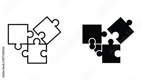 Puzzle pieces fitted together in black and white