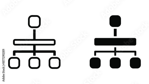 Simple organizational chart icons in black and white