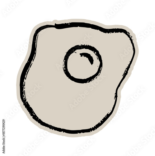 Fried egg scrapbook, doodle, sticker, collage, icon: hand drawn illustration of sunny side up egg for breakfast menu, cooking, food, protein, healthy, morning, meal, yolk, kitchen, egg