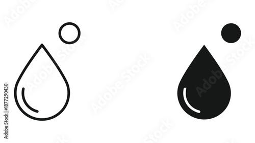 Simple black and white droplet icon set