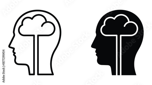 Human head with tree inside brain illustration