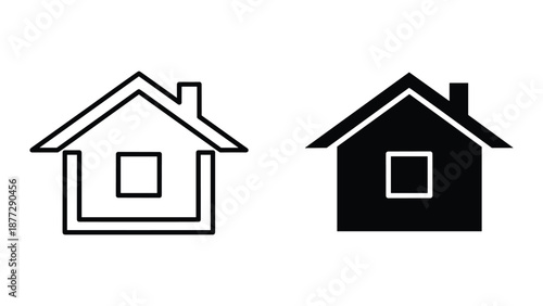 Simple house icon set in two different styles