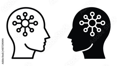 Human head with neural network illustration