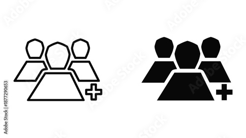 Add people to group icon in black and white