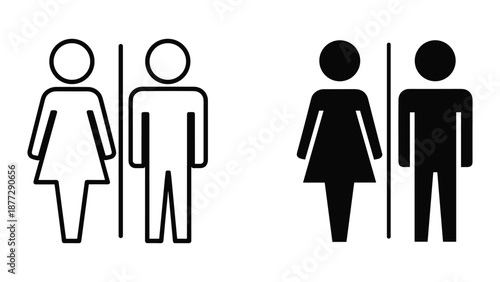 Simple illustration of male and female restroom signs