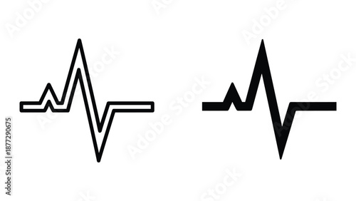 Electrocardiogram waveform icon set on white background