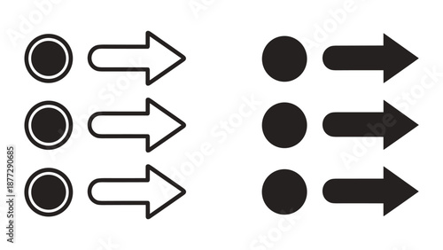 Transformation process illustrated with arrows and circles