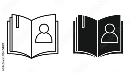 Open book with person icon inside