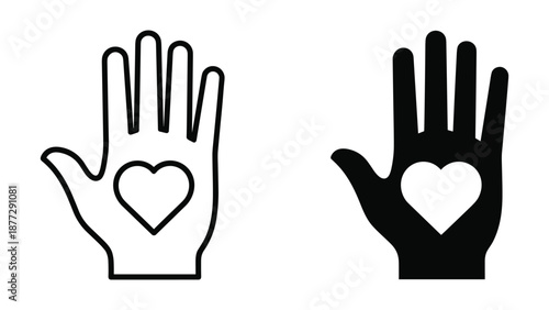 Hand with heart symbolizing love and care