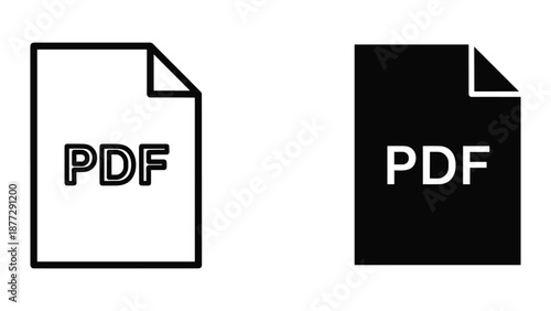 Pdf file icons in white and black background