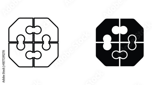 Octagonal shape with four puzzle pieces