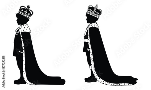 Silhouette prince royal king crowned regal cape