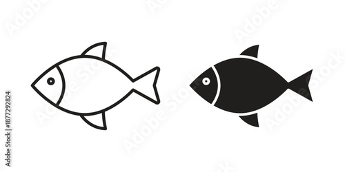 Fish icons collection glyph and mixed vector Illustrations