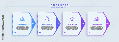 infographic design template with icons and four steps or options. Clean business infographic layout suitable for presentations, banners, workflow layouts, process diagrams, flow charts, and corporate 