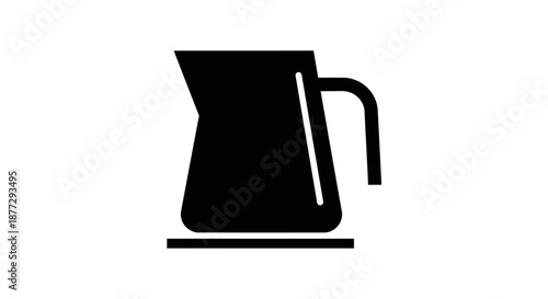 Black silhouette of a pitcher or jug with a handle on a flat base, simple icon.