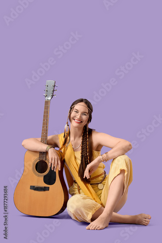 Young happy female hippie w...