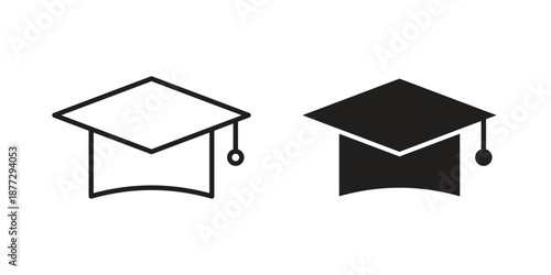 Graduation cap icons collection glyph and mixed vector Illustrations