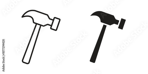 Hammer icons collection glyph and mixed vector Illustrations