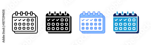 calendar icon set multiple style collection