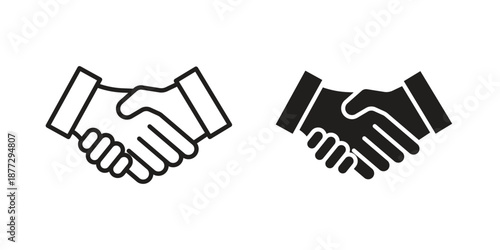 Handshake icons collection glyph and mixed vector Illustrations