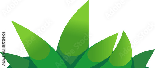 Minimalist Green Leaf Cluster Gradient Background Spring Season Element