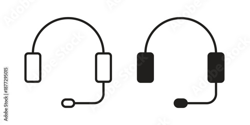Headset icons collection glyph and mixed vector Illustrations