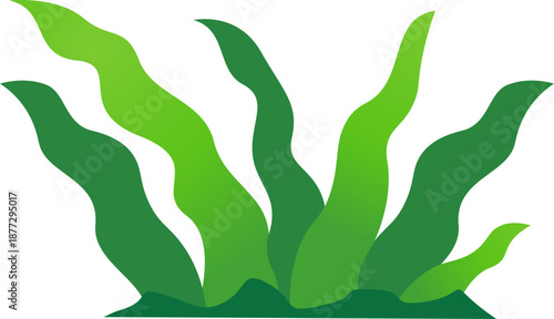 Simple Flat Green Seaweed Marine Plant Graphic Decoration Element
