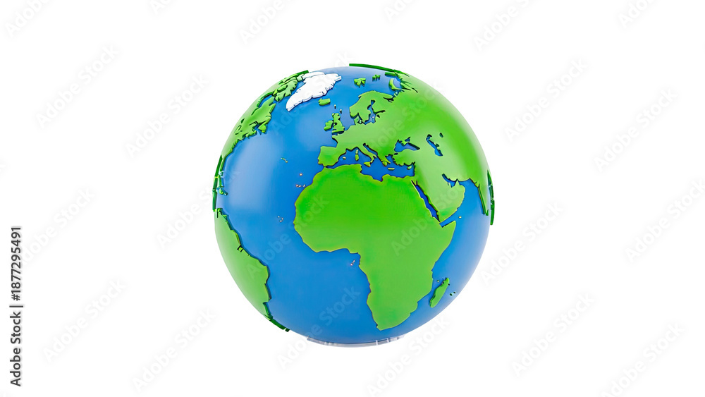 Fototapeta premium Stylized Earth Globe Showing Continents and Oceans