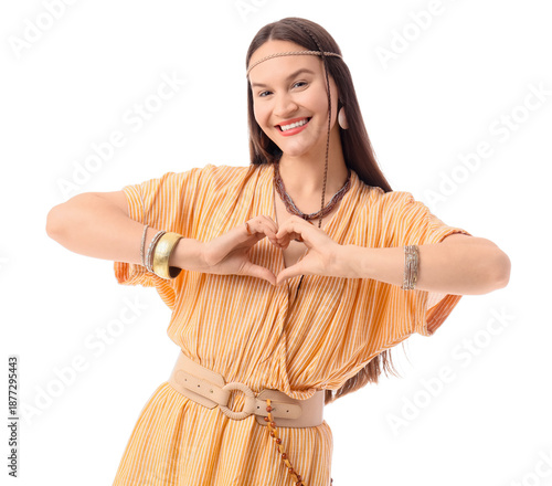 Young happy female hippie s...