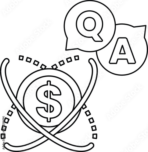 A black and white image of a dollar sign and a question mark