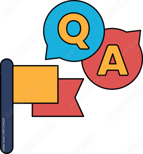 A flag with a Q and A on it