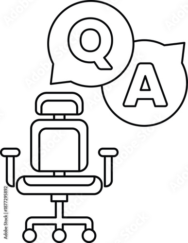 A chair with a Q and A written on it