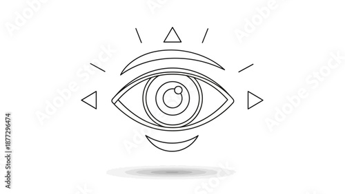 Abstract Eye Symbol with Geometric Shapes and Rays - Vision Concept