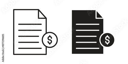 Invoice payment icons collection glyph and mixed vector Illustrations
