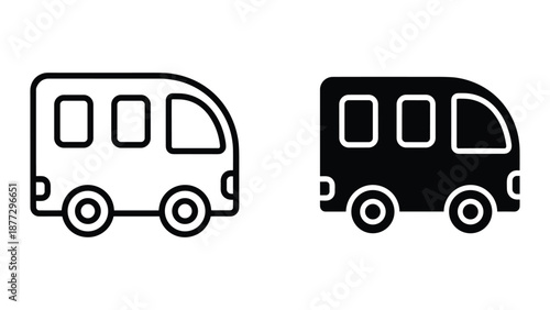 Simple van illustration in white and black