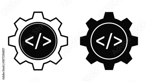 Coding and development gear icons