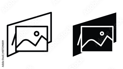 Simple line art icons representing image or picture