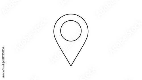 Simple Location Pin Icon Outline on White Background