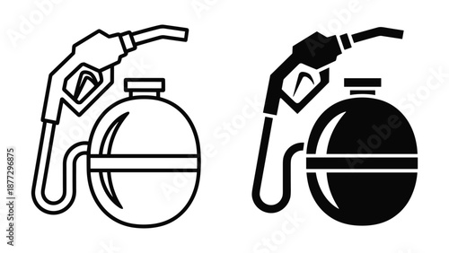 Fuel pump nozzle filling gasoline container illustration