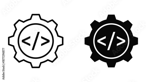 Coding development icon set for web and mobile applications