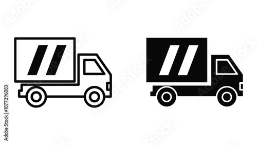 Delivery truck icon set on white background