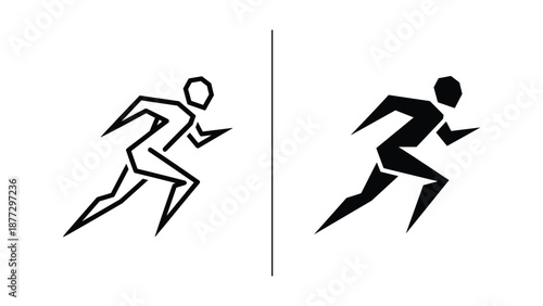 Running man icon set on white background