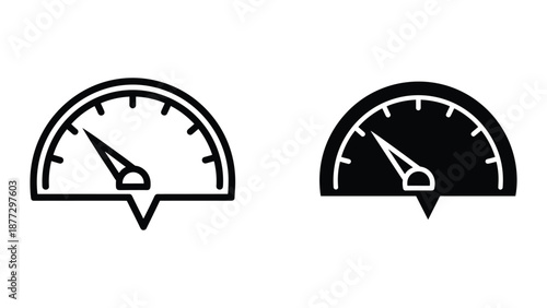 Simple speedometer icons in black and white
