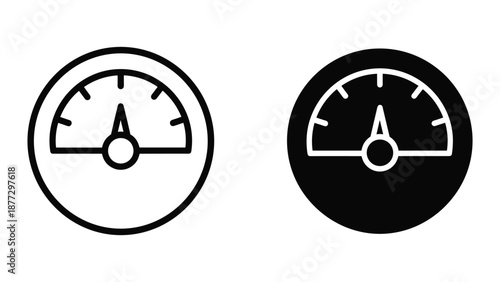 Simple speedometer icons in black and white