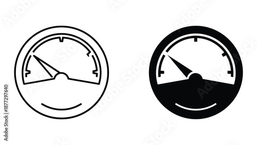 Simple speedometer icons in black and white