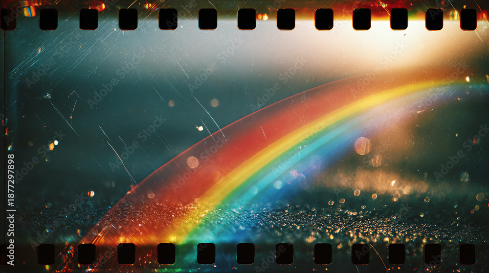 Naklejka premium A vibrant rainbow arches across a picturesque sky