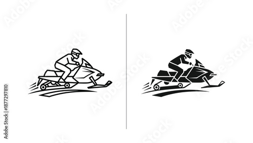 Man riding snowmobile illustration on white background