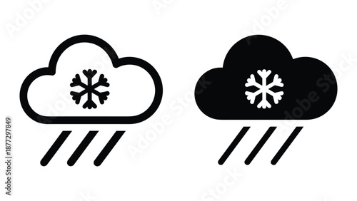 Snowy weather icon set