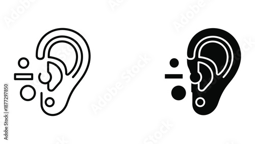 Hearing icon set with sound waves